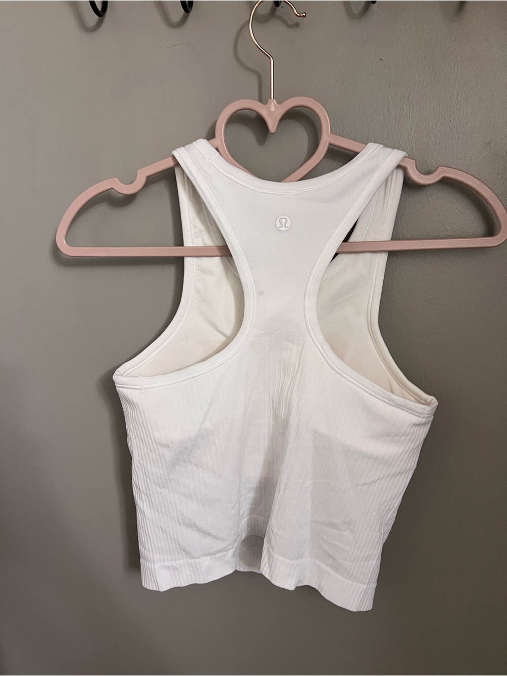 lululemon athletica White Ribbed Racerback Crop Tank
